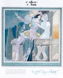 Romeo en Julia in het balkonscène, illustratie uit 